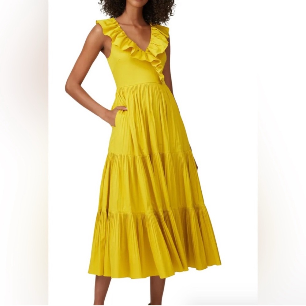 Kate Spade Yellow Ruffle Midi Dress